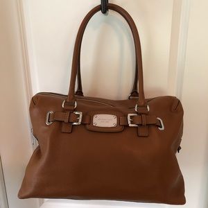 Michael Kors Hamilton Leather Weekender Bag Cognac